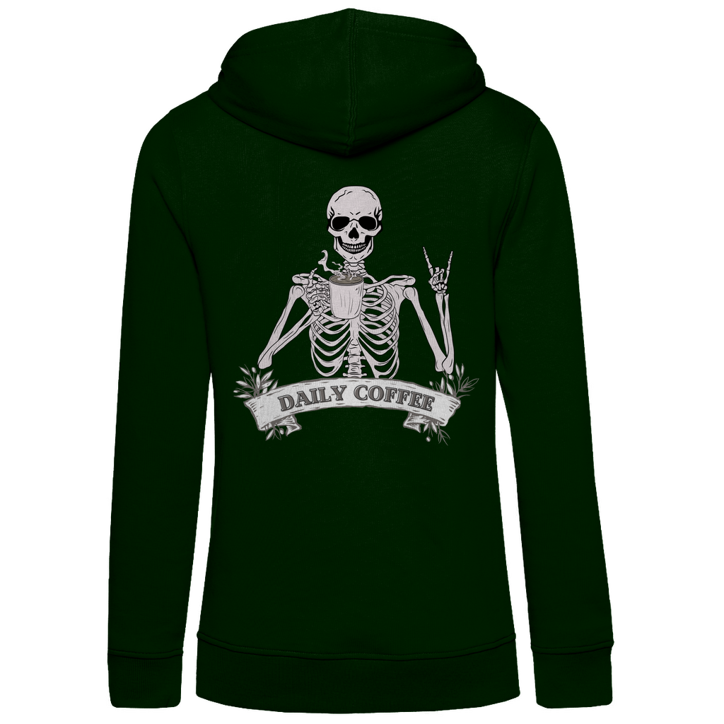 Damen Hoodie Bio-Baumwolle Daily Coffee Skelett