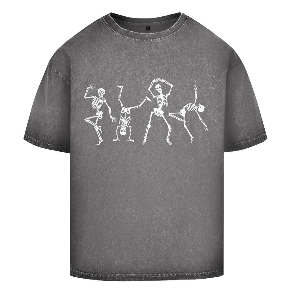 Oversize Washed Unisex T-Shirt Tanzende Skelette
