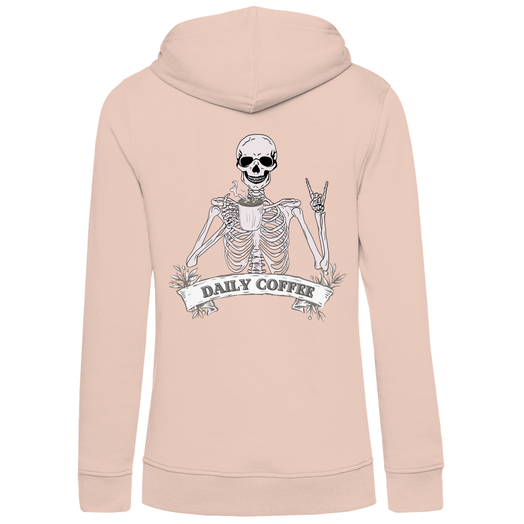 Damen Hoodie Bio-Baumwolle Daily Coffee Skelett