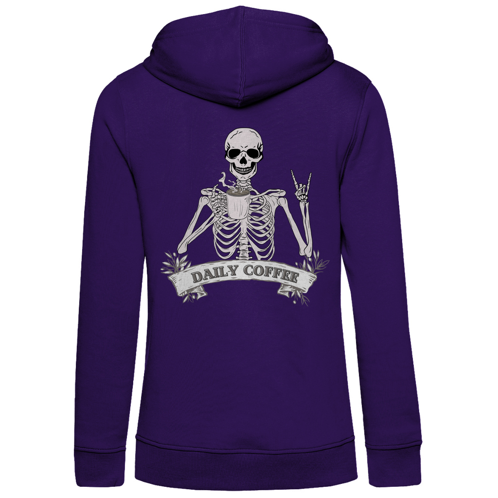 Damen Hoodie Bio-Baumwolle Daily Coffee Skelett
