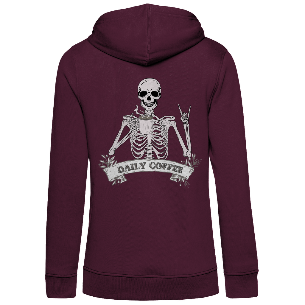Damen Hoodie Bio-Baumwolle Daily Coffee Skelett
