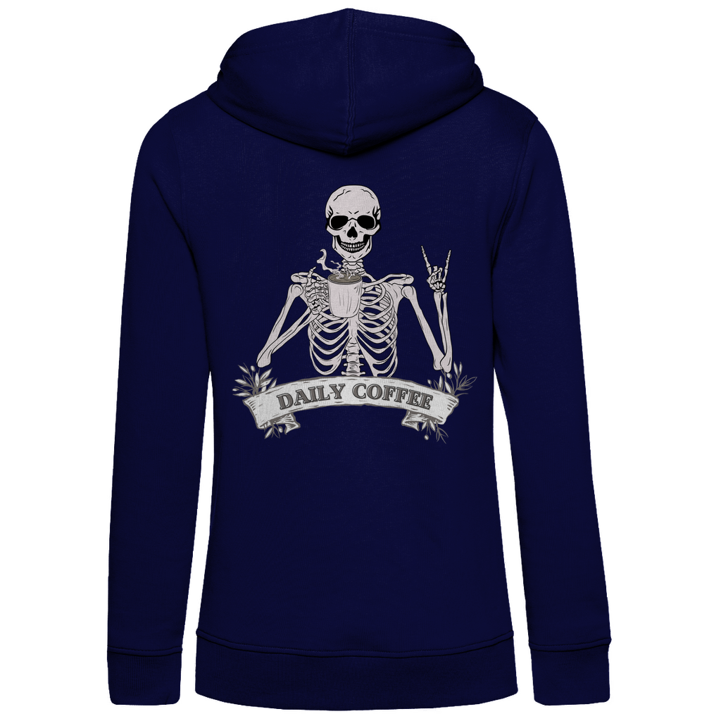 Damen Hoodie Bio-Baumwolle Daily Coffee Skelett