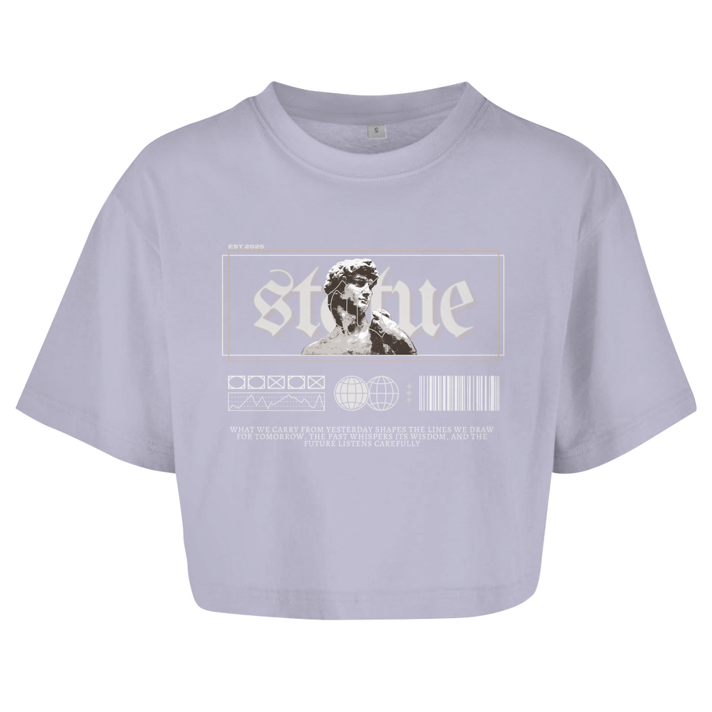 Damen Oversize Crop Top Statue Horizon
