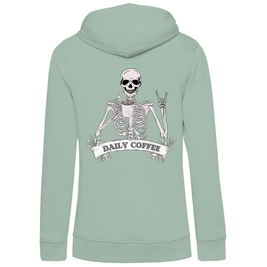 Damen Hoodie Bio-Baumwolle Daily Coffee Skelett