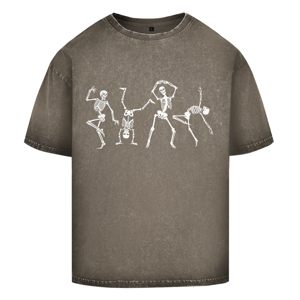 Oversize Washed Unisex T-Shirt Tanzende Skelette