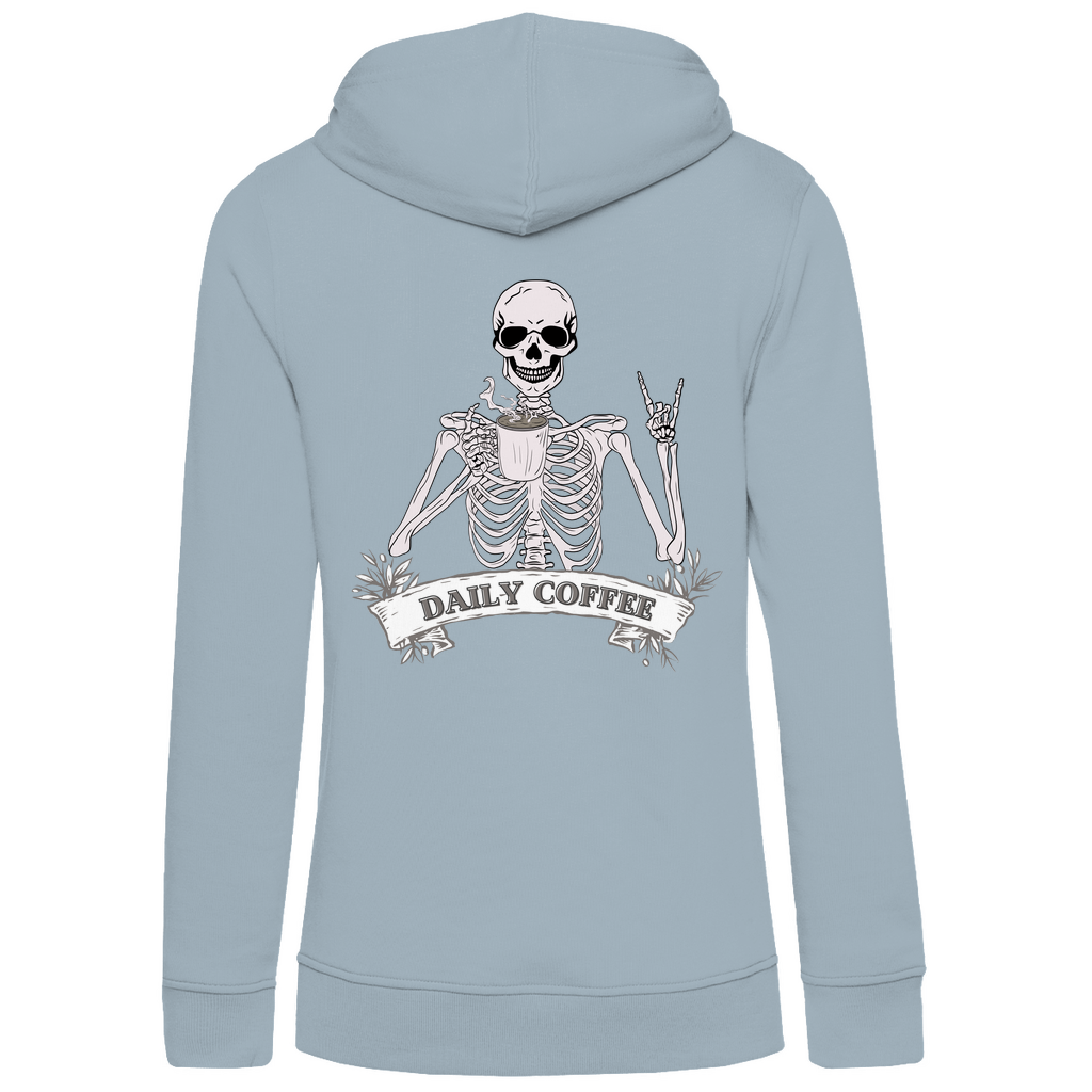 Damen Hoodie Bio-Baumwolle Daily Coffee Skelett