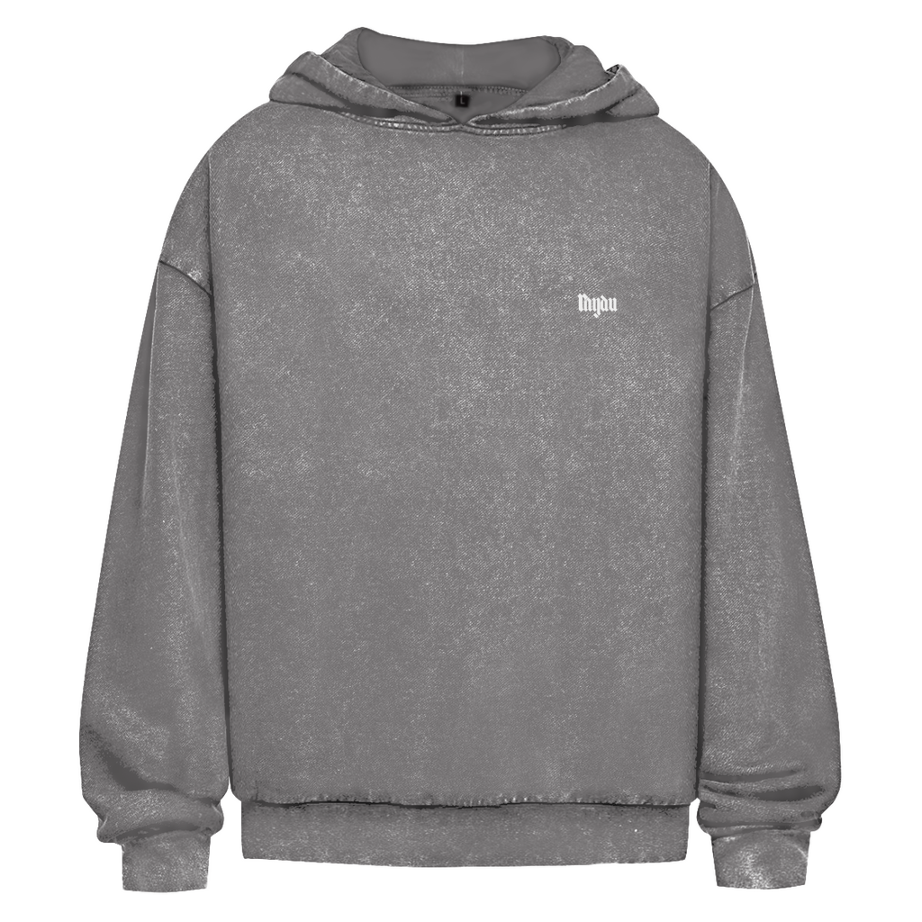 Oversize Washed Out Unisex Hoodie Daily Coffee Skelett