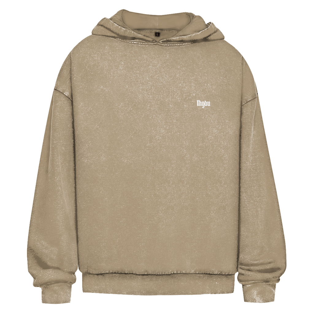 Oversize Washed Out Unisex Hoodie Daily Coffee Skelett