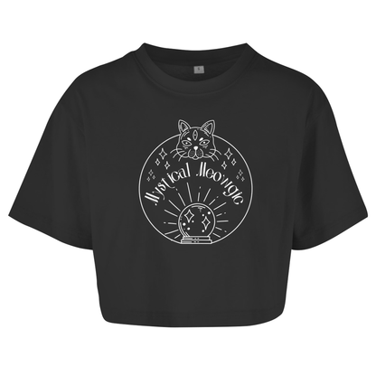 Damen Oversize Crop Top Mystical Meowgic