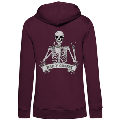 Damen Hoodie Bio-Baumwolle Daily Coffee Skelett