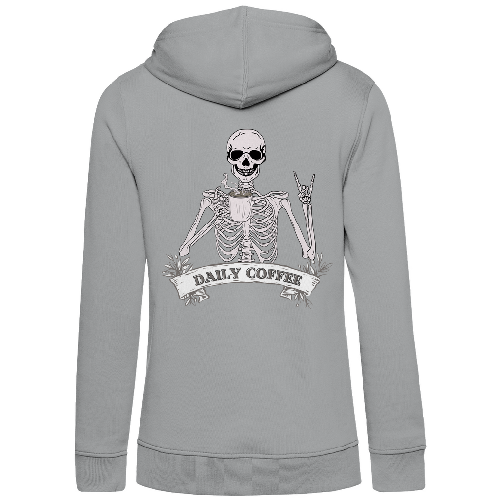Damen Hoodie Bio-Baumwolle Daily Coffee Skelett