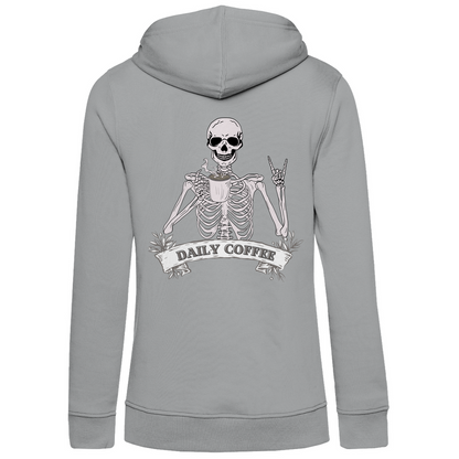 Damen Hoodie Bio-Baumwolle Daily Coffee Skelett