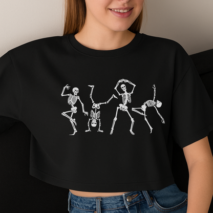 Oversize Crop Top Tanzendes Skelett