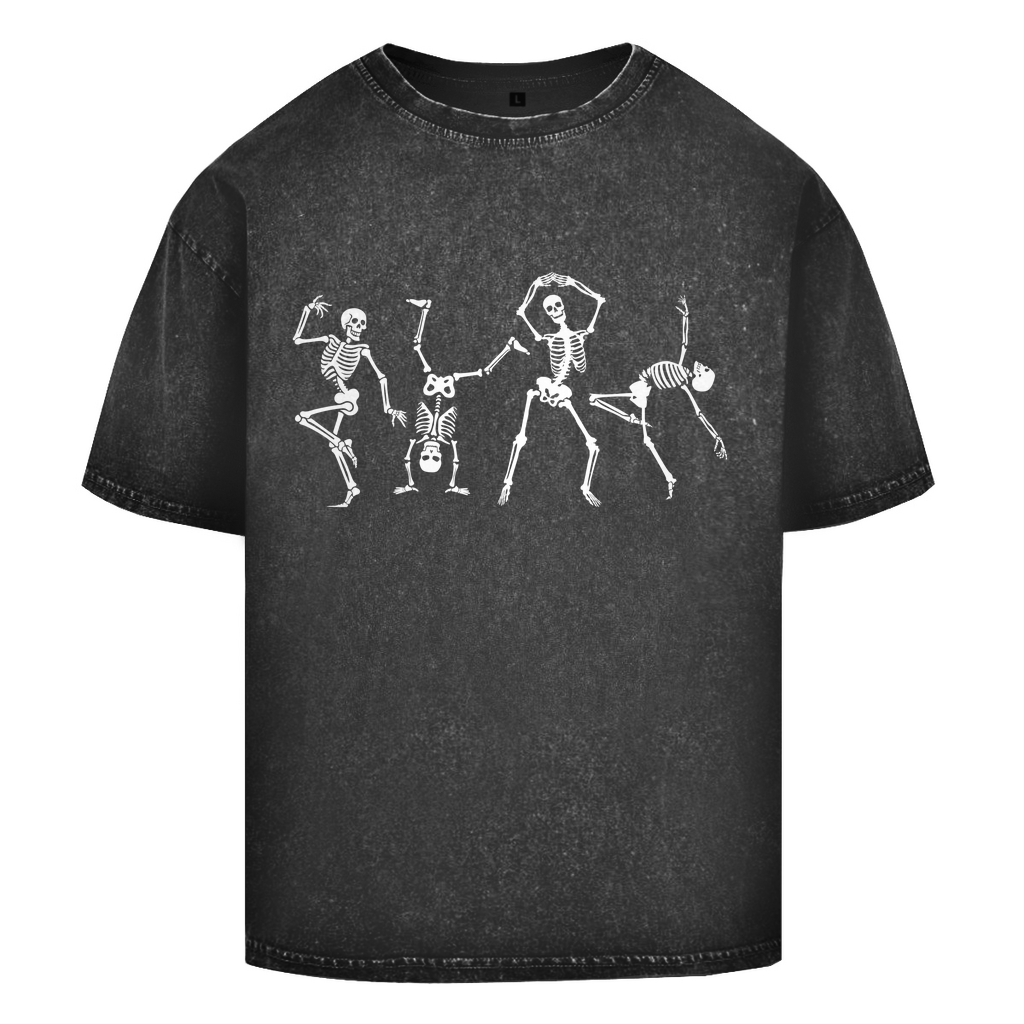 Oversize Washed Unisex T-Shirt Tanzende Skelette