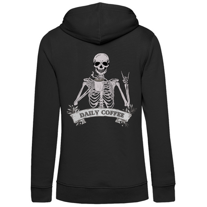 Damen Hoodie Bio-Baumwolle Daily Coffee Skelett